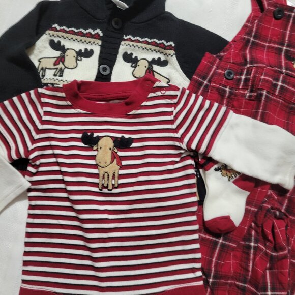Gymboree Holiday Traditions NWT 3-6 month Overalls & sweater, Used 3-6 Bodysuit - Picture 5 of 6
